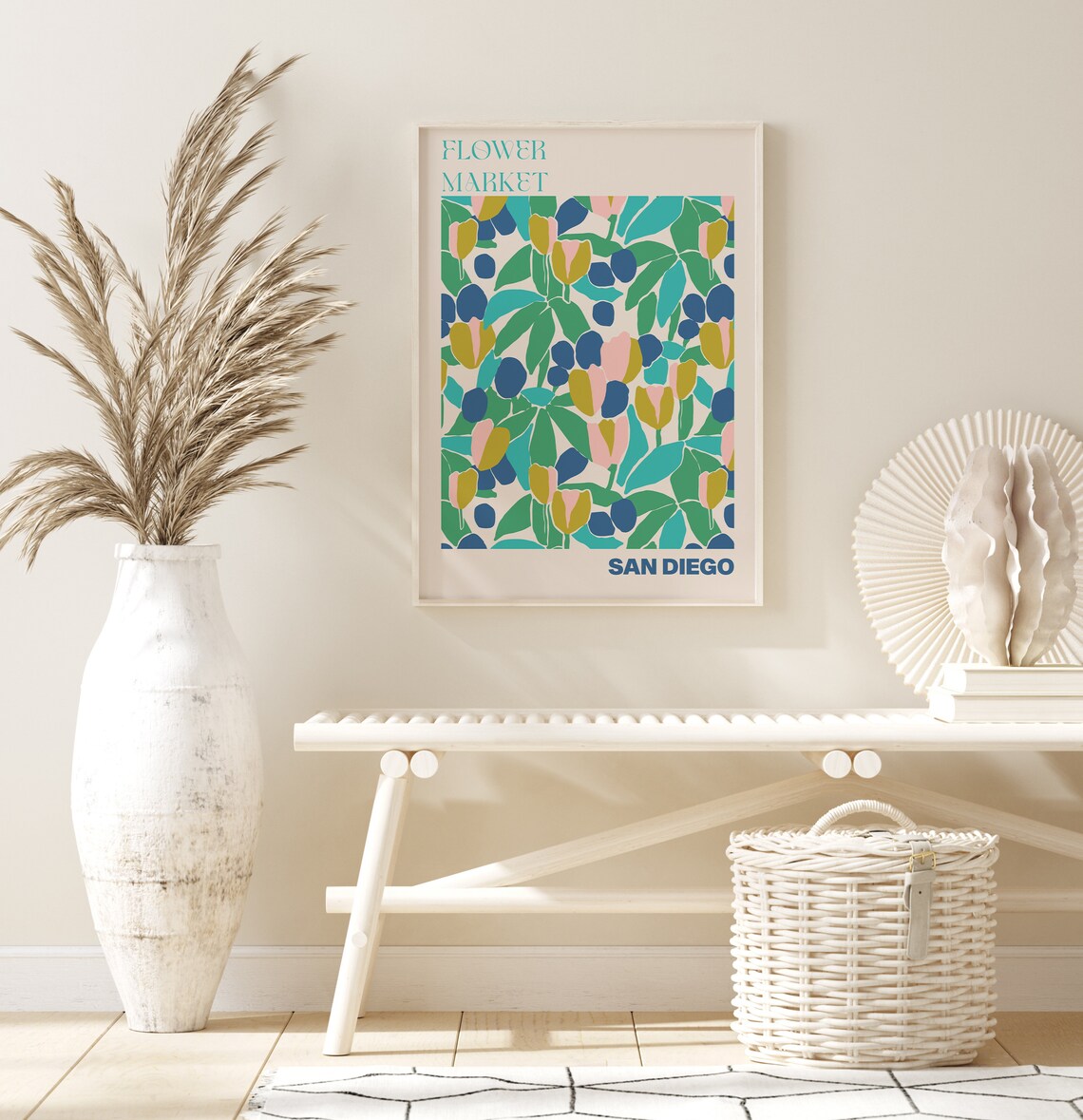 San Diego Poster San Diego Wall Art San Diego Personalised Travel Poster San Diego Flower Market Print Floral Wall - Image 2