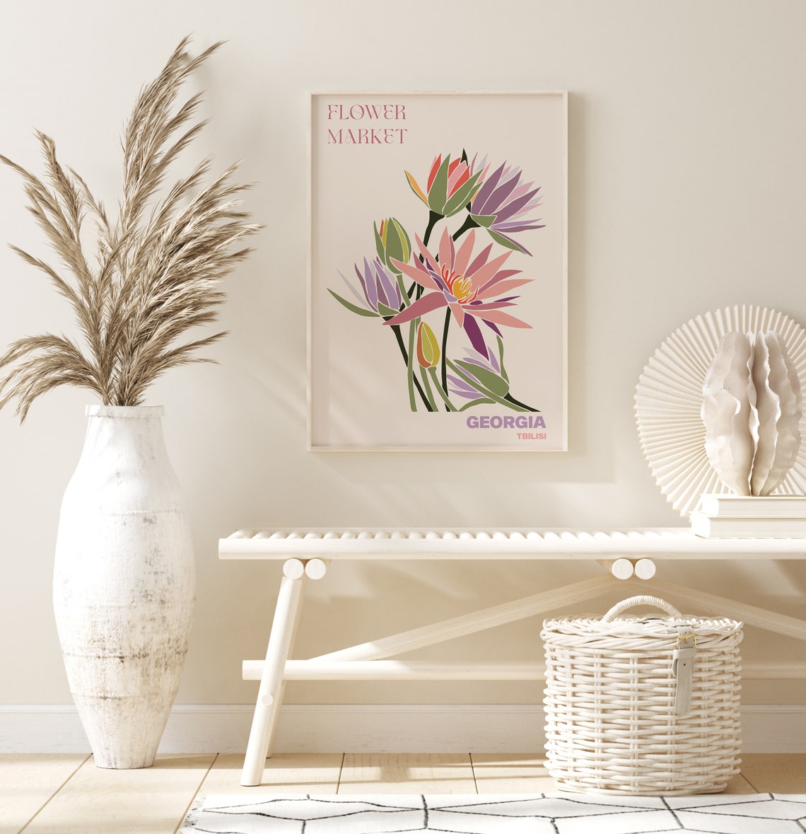 Georgia Poster Georgia Wall Art Georgia Personalised Travel Poster Georgia Flower Market Print Floral Wall Georgia - Image 2