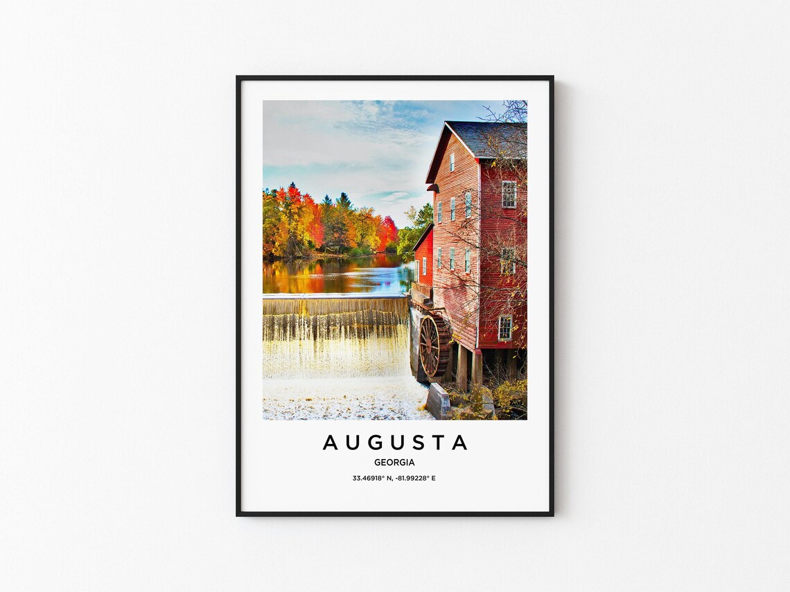 Augusta Georgia Historic Red Mill Waterwheel Falls Photo Poster
