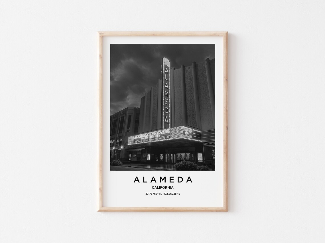 Alameda California Historic Theatre Night Neon Sign Photography Print - Image 3