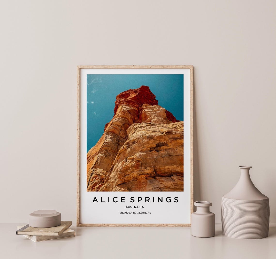Alice Springs Australia Red Rock Formation Minimalist Travel Poster - Image 2