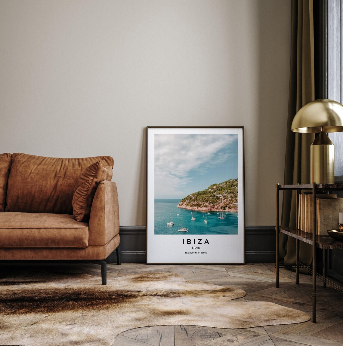Ibiza Spain Sailboats Anchored Bay Rocky Coast Travel Poster - Image 3