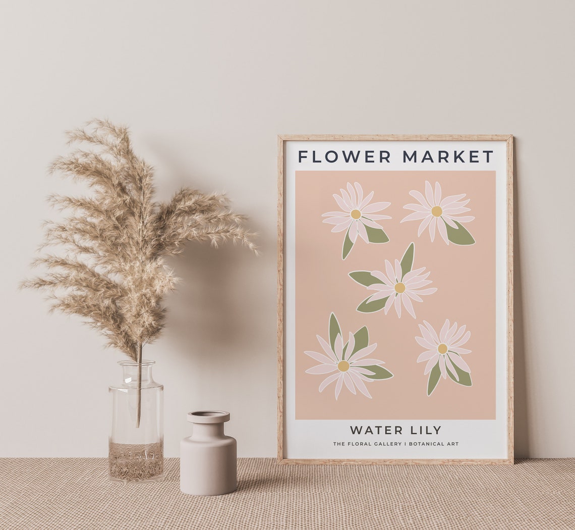 Flower Market Water Lily Blush Botanical Gallery Style Art Print - Image 2