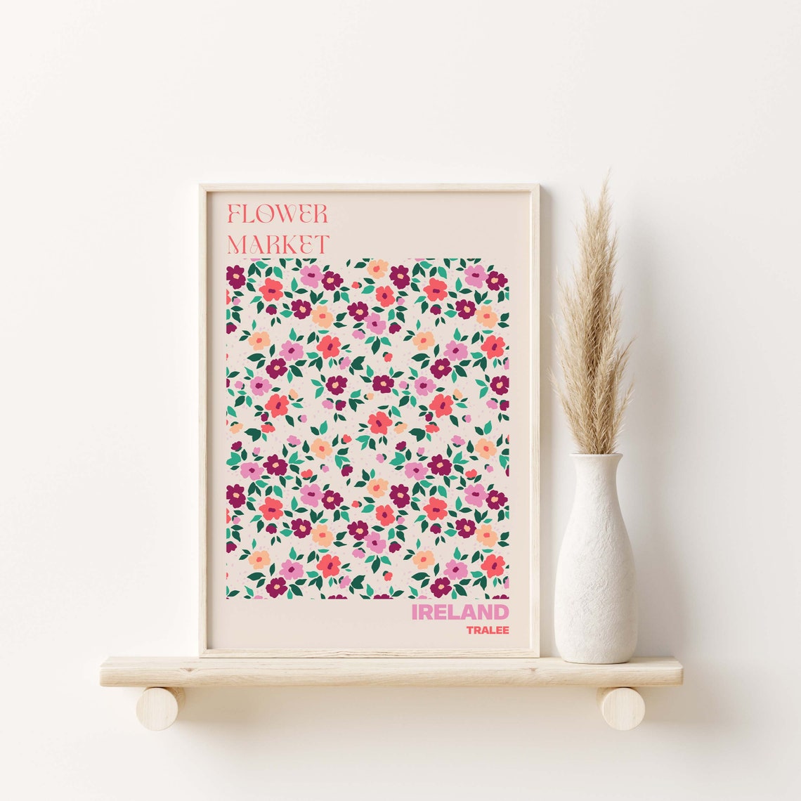 Ireland Tralee Charming Ditsy Floral Flower Market Pattern Poster - Image 3