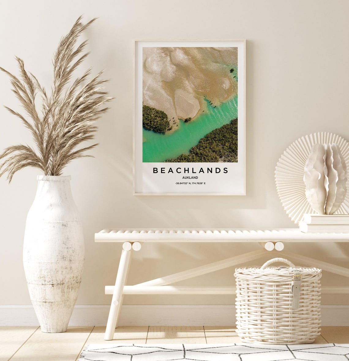 Beachlands Auckland Turquoise Estuary Aerial Photo Travel Poster - Image 3