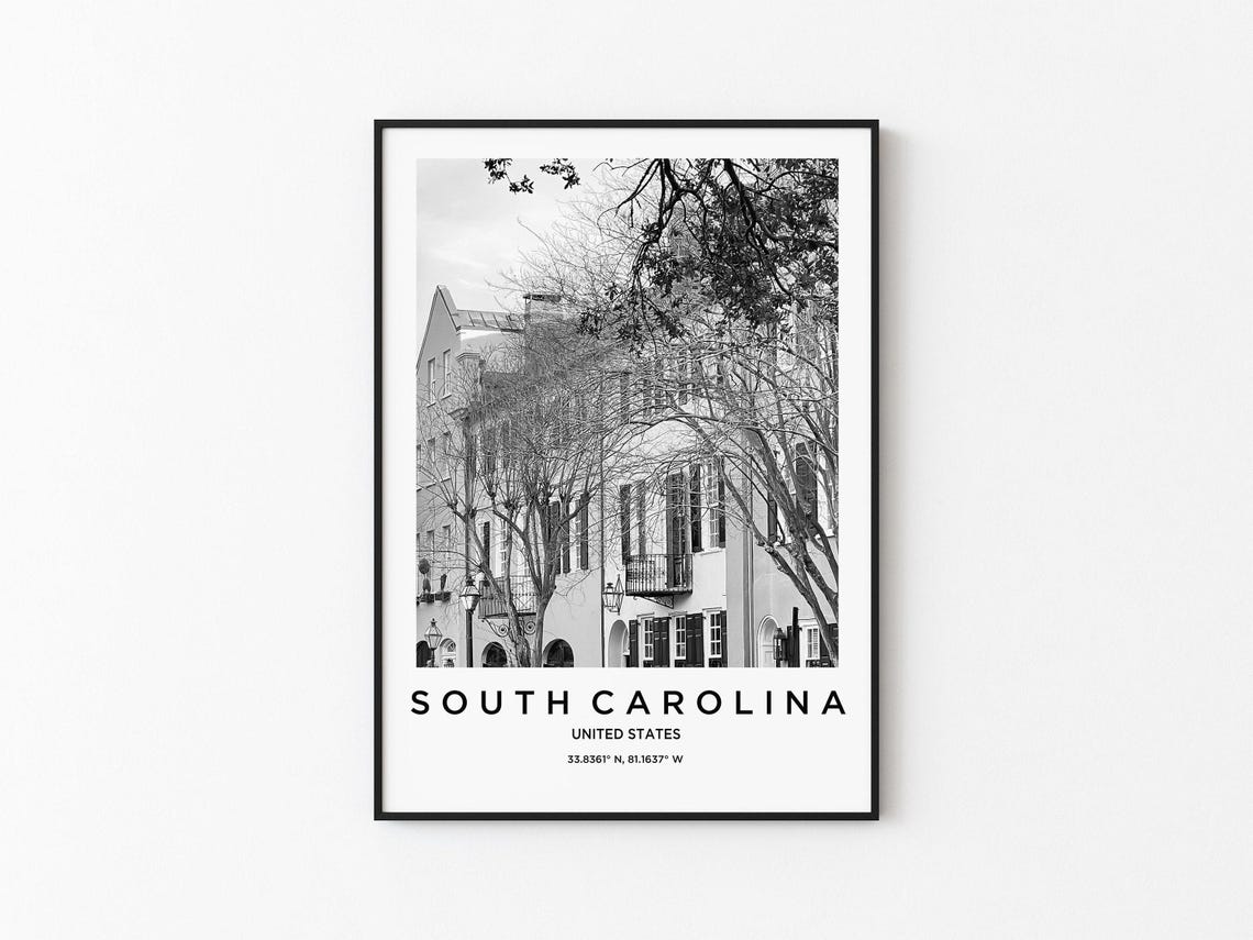 South Carolina Travel Poster, State Map