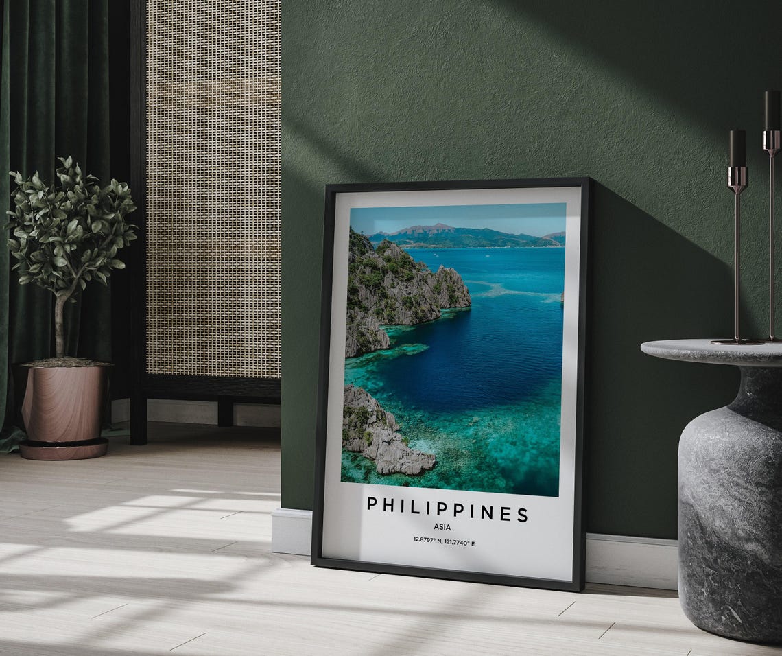 Philippines Asia Turquoise Lagoon Between Limestone Cliffs Poster - Image 2