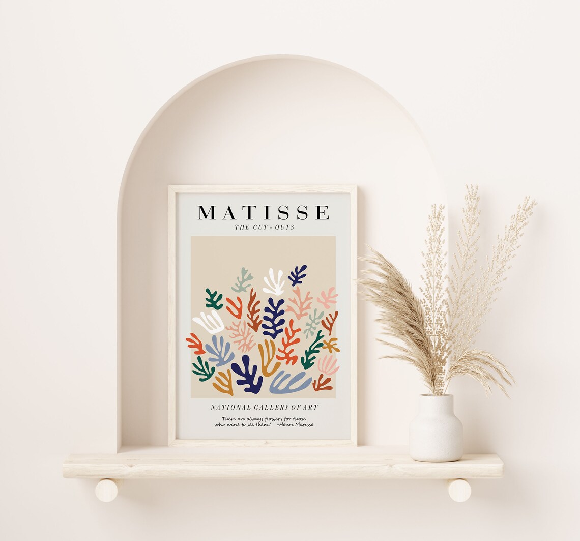 Henri Matisse The Cut Outs Coral Flower Quote Modern Art Poster - Image 3