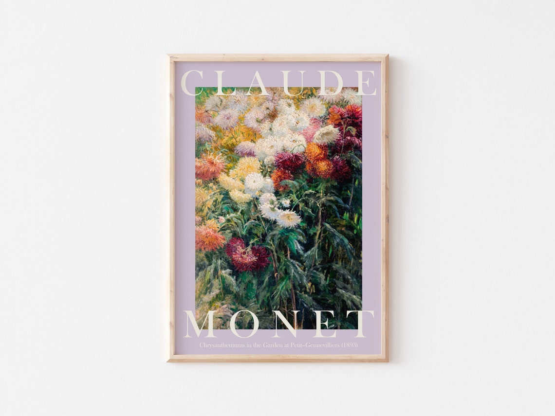 Claude Monet Chrysanthemums in the Garden 1893 Lilac Border Poster - Image 3
