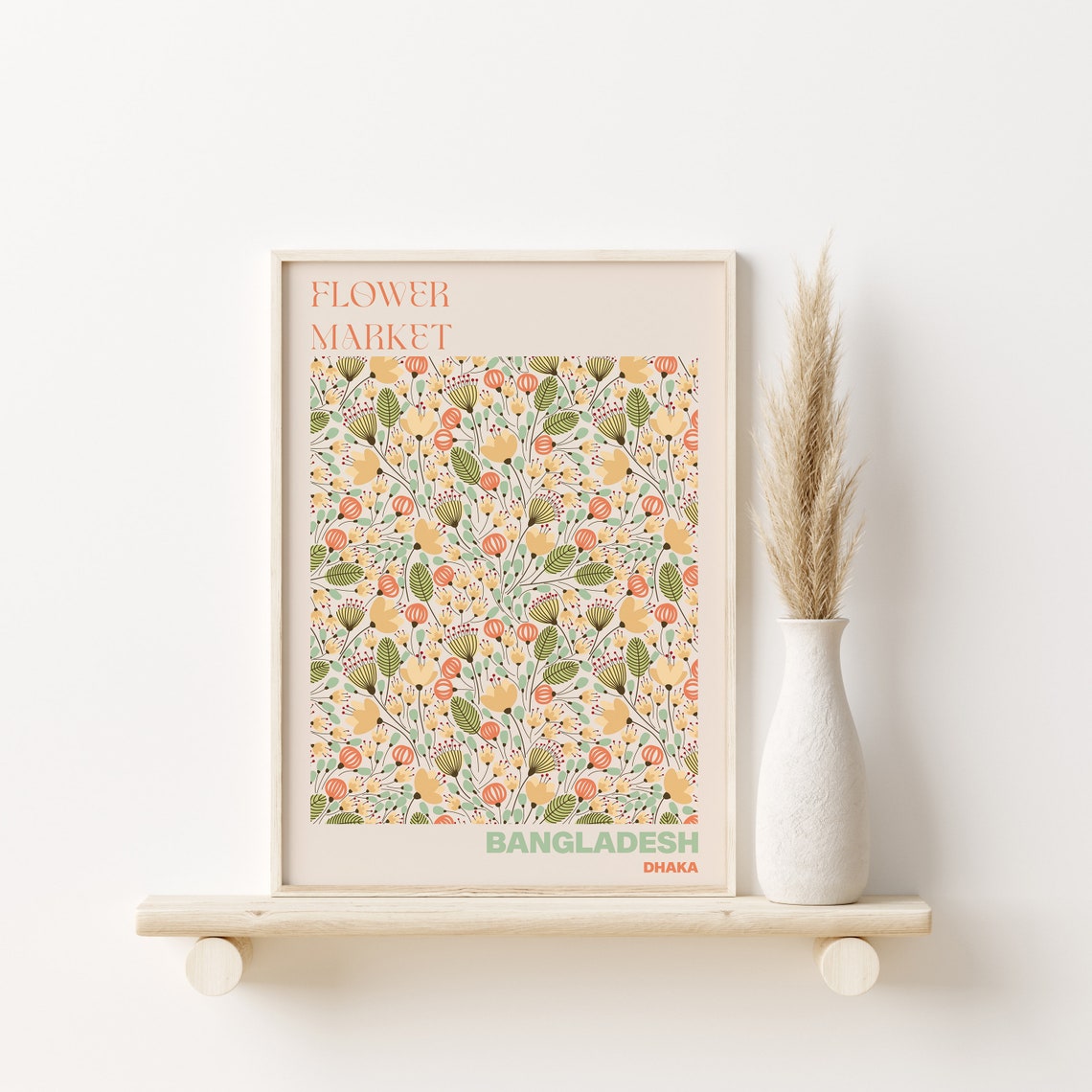 Dhaka Bangladesh Flower Market Wildflower Meadow Pattern Poster - Image 2