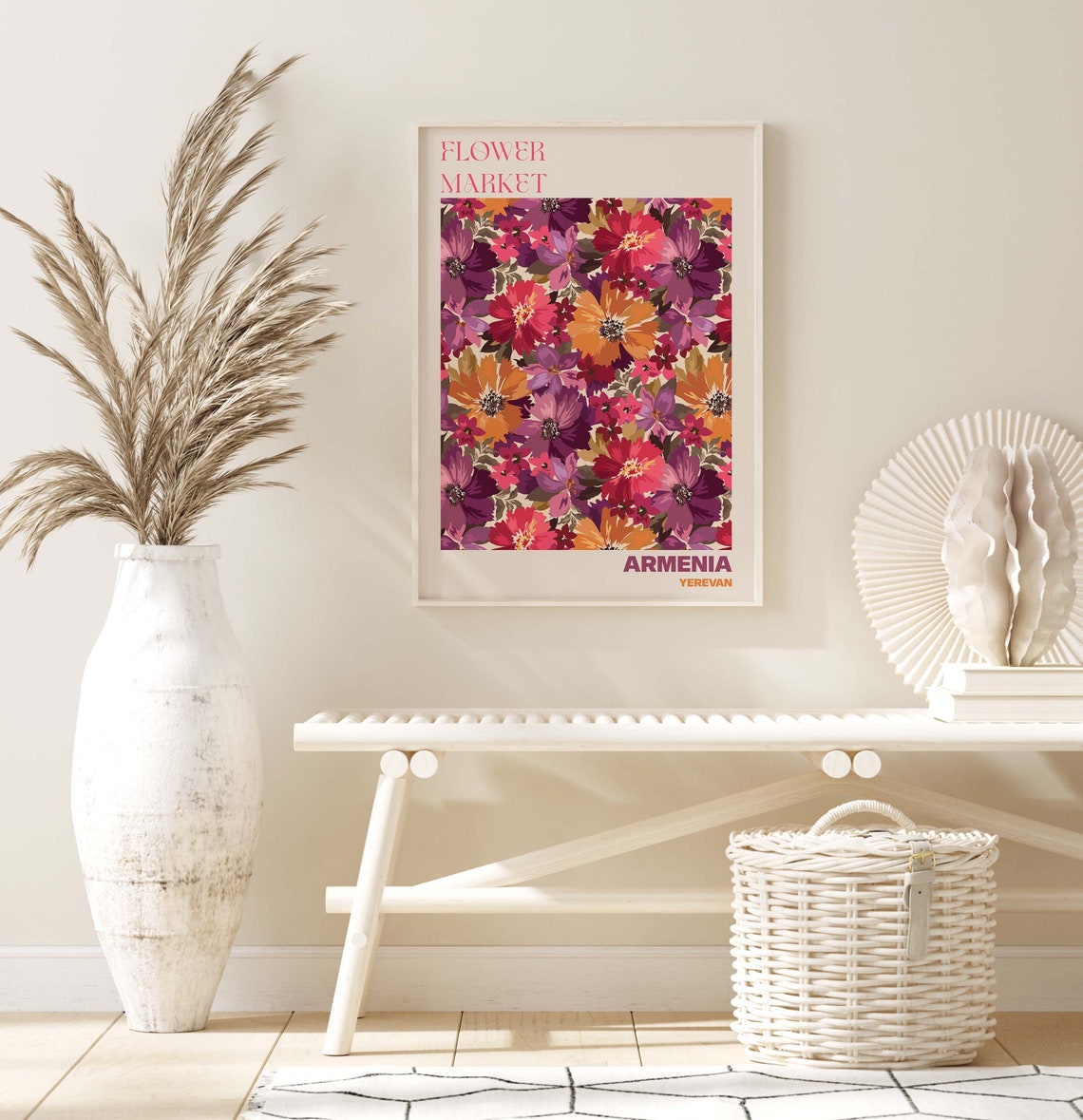 Armenia Poster Armenia Wall Art Armenia Personalised Travel Poster Armenia Flower Market Print Floral Wall Decor Armenia Poster - Image 2