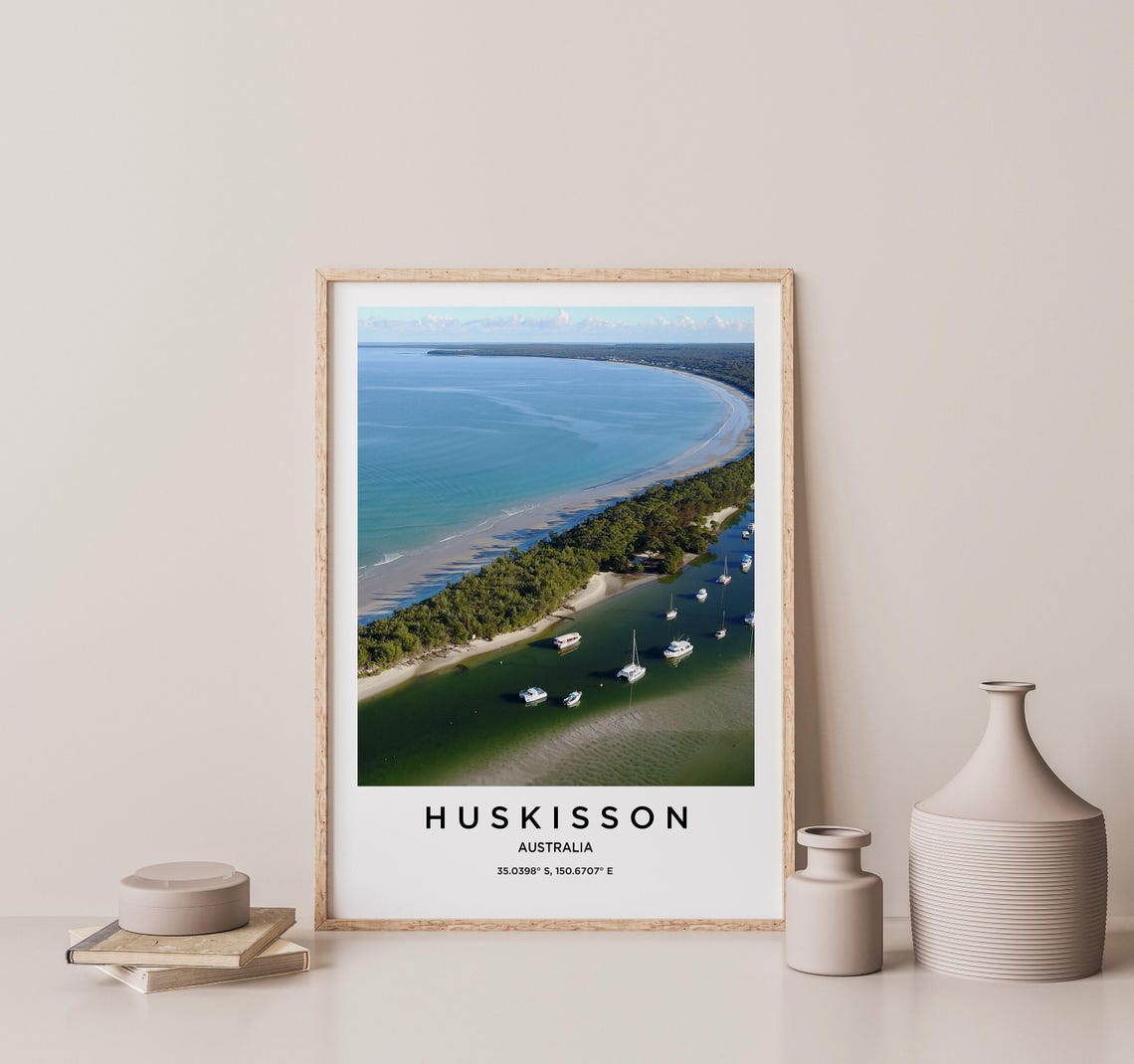 Huskisson Australia Inlet Boats Beach Aerial Photography Poster - Image 2