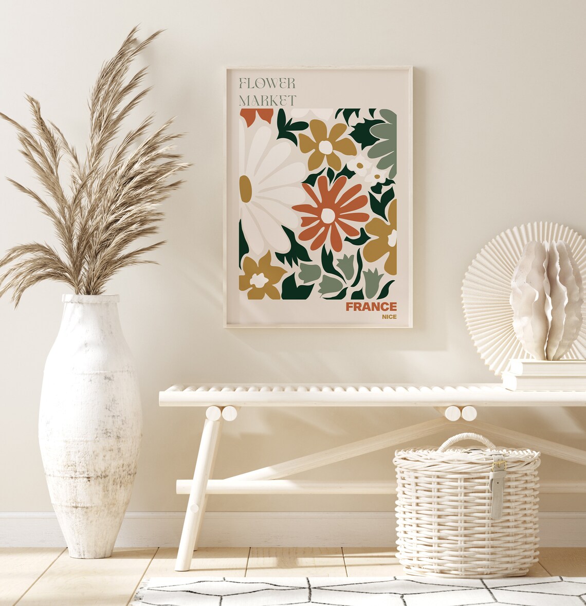 France Nice Flower Market Retro Daisy Terracotta Floral Art Poster - Image 2
