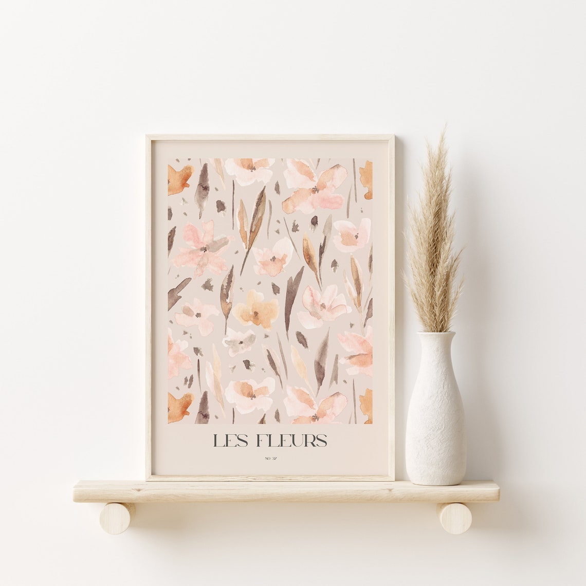 Les Fleurs No. 57 Blush Watercolor Floral Pattern Wall Print - Image 2