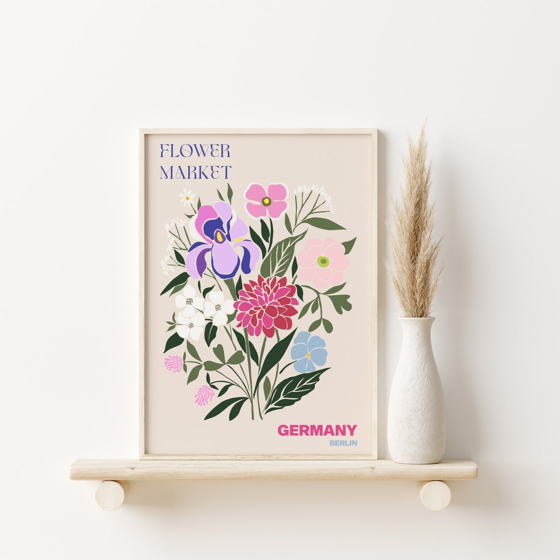 Germany Berlin Flower Market Iris Dahlia Bouquet Floral Poster - Image 3
