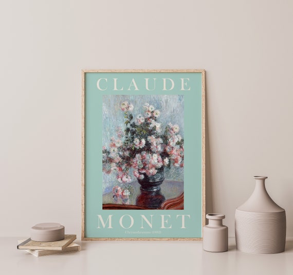 Claude Monet Art Print Modern Vintage Poster Exhibition Wall Art Monet Wall Art Vintage Wall Art Chrysanthemums Pastel Green