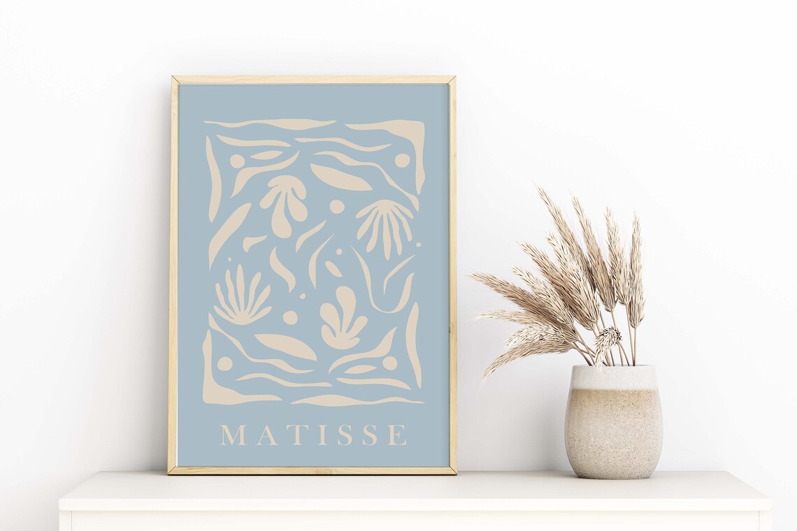 Henri Matisse Blue Abstract Organic Cut Out Shapes Art Poster - Image 2