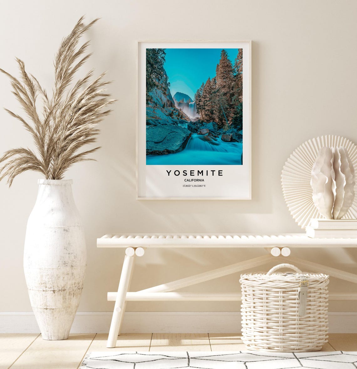 Yosemite California Granite Waterfall Blue Stream Photo Poster - Image 3