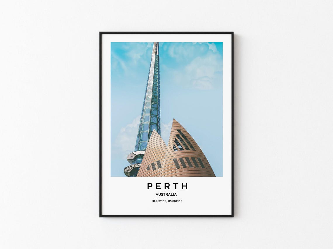 Perth Australia Iconic Swan Bell Tower Glass Spire Blue Sky Poster