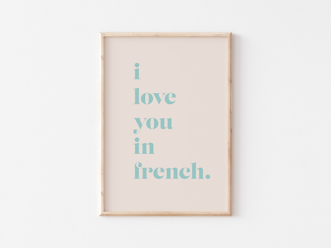 I Love You In French Mint Green Typography Blush Pink Art Poster - Image 3
