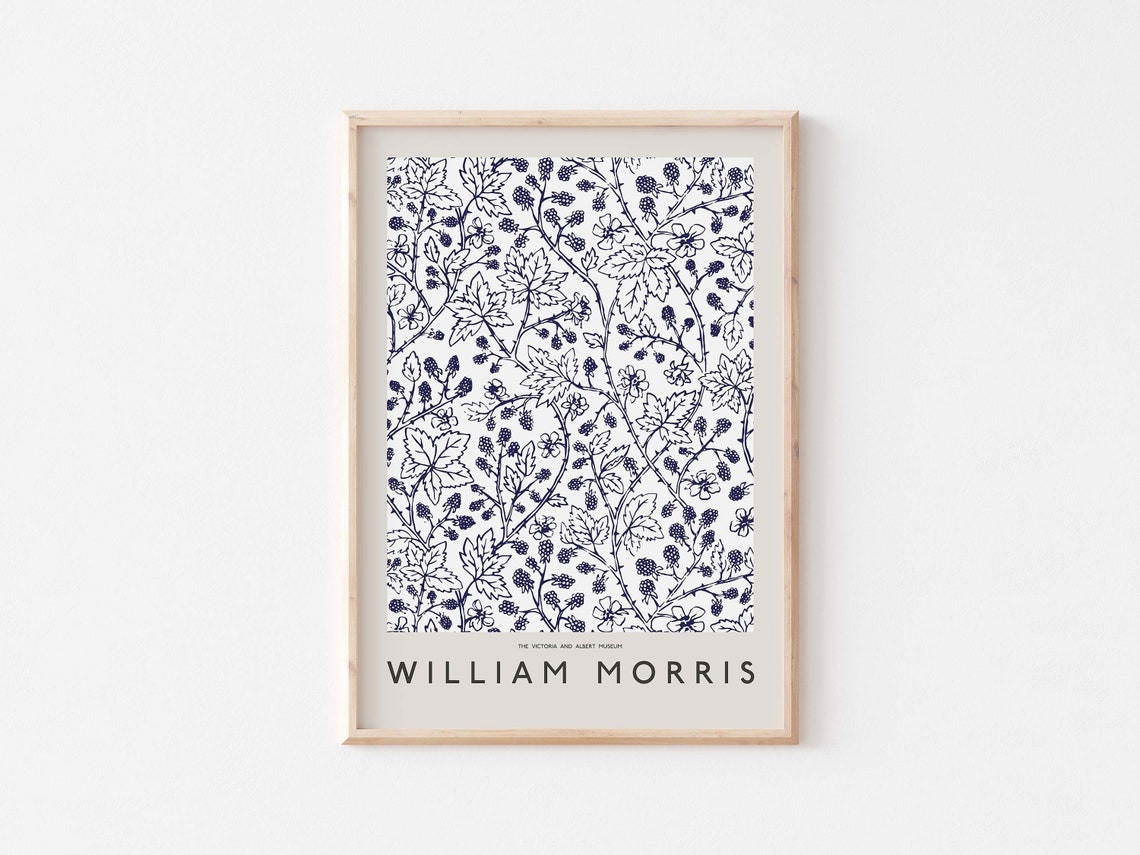 William Morris Navy Bramble Botanical Pattern Museum Art Poster - Image 3