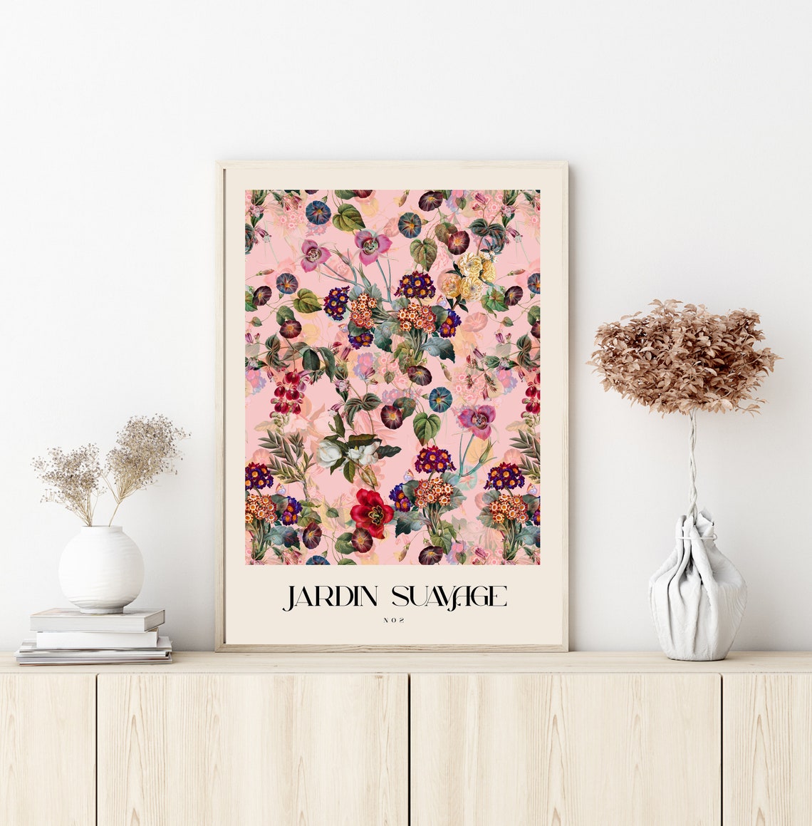 Jardin Sauvage No 2 Vintage Botanical Floral Pink Garden Poster - Image 2