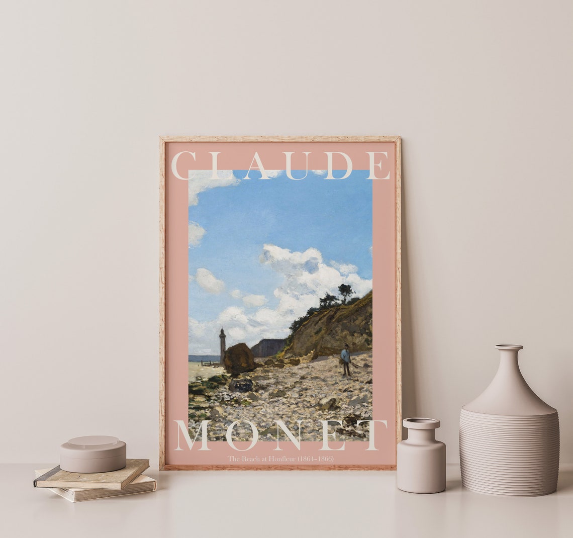 Claude Monet The Beach at Honfleur Coastal Cliffs 1864 1866 Poster - Image 3