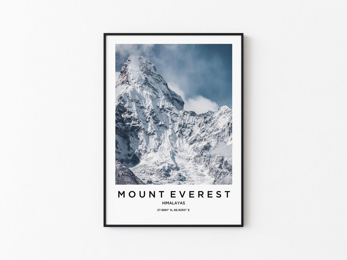 Mount Everest Himalayas Snowy Summit Travel Photography Poster