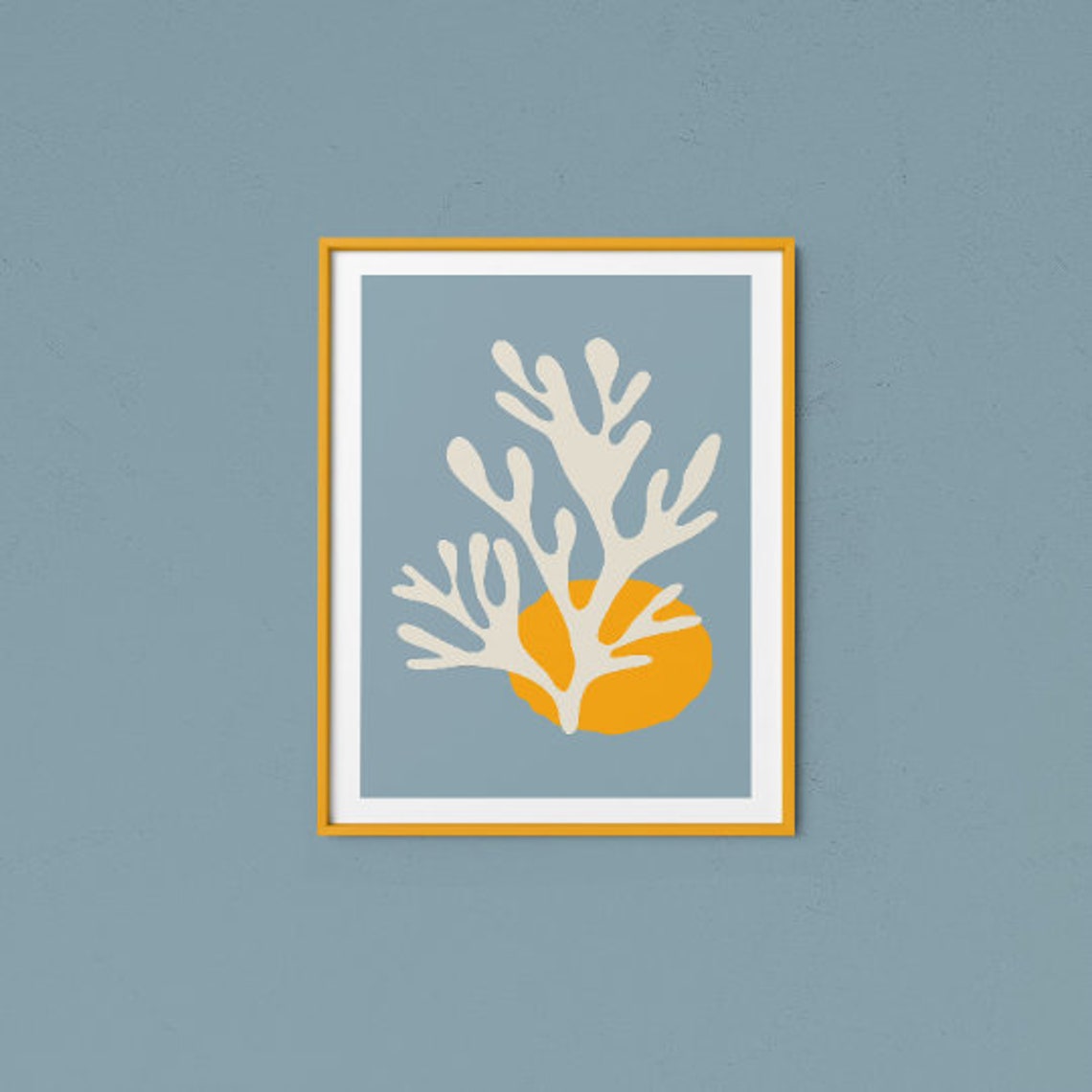 Blue Yellow Coral Reef Abstract Coastal Style Modern Art Poster - Image 3