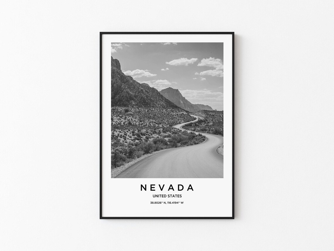 Nevada Travel Poster, Nevada Map Art Print