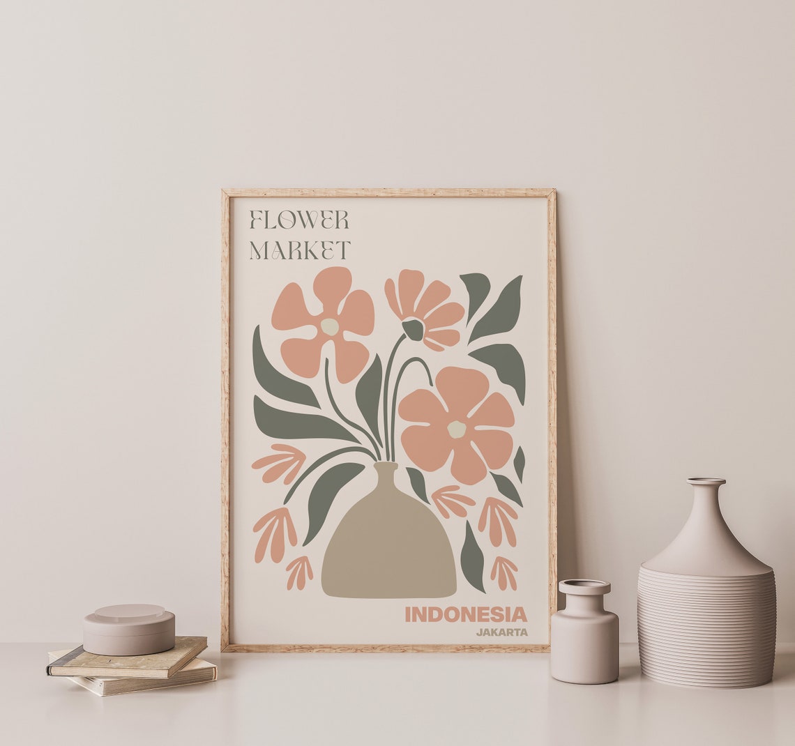 Jakarta Indonesia Flower Market Peach Ceramic Vase Bloom Poster - Image 2