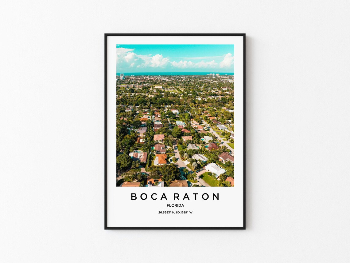 Boca Raton Florida Aerial Neighborhood View Toward the Sea Poster