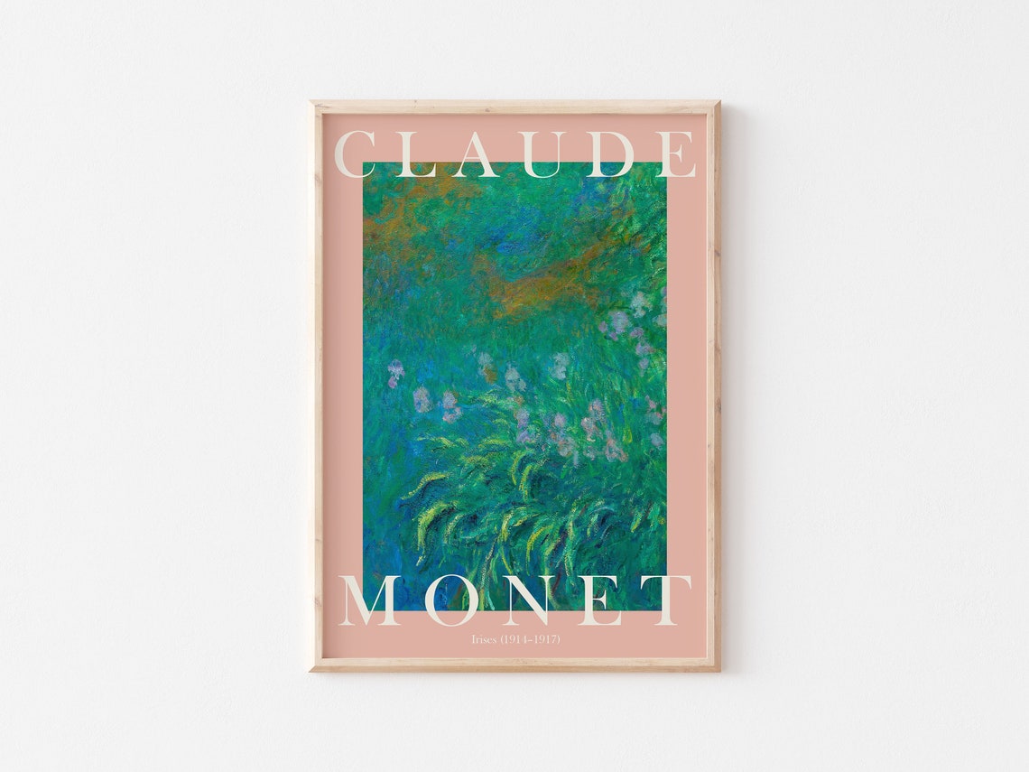 Claude Monet Irises Garden Flowers 1914 Impressionist Botanical Poster - Image 3