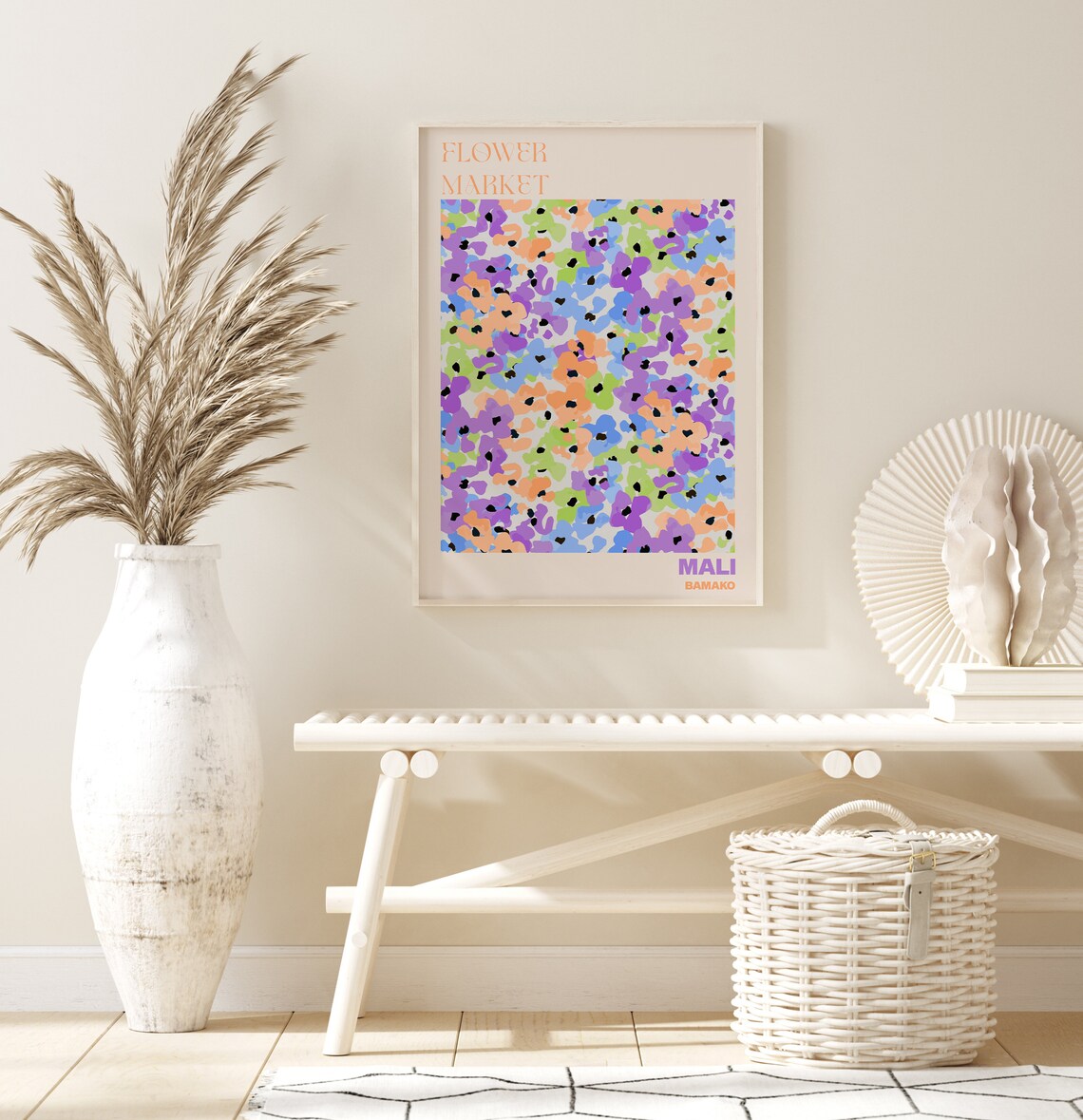 Mali Bamako Flower Market Soft Pastel Lavender Blossom Art Poster - Image 2