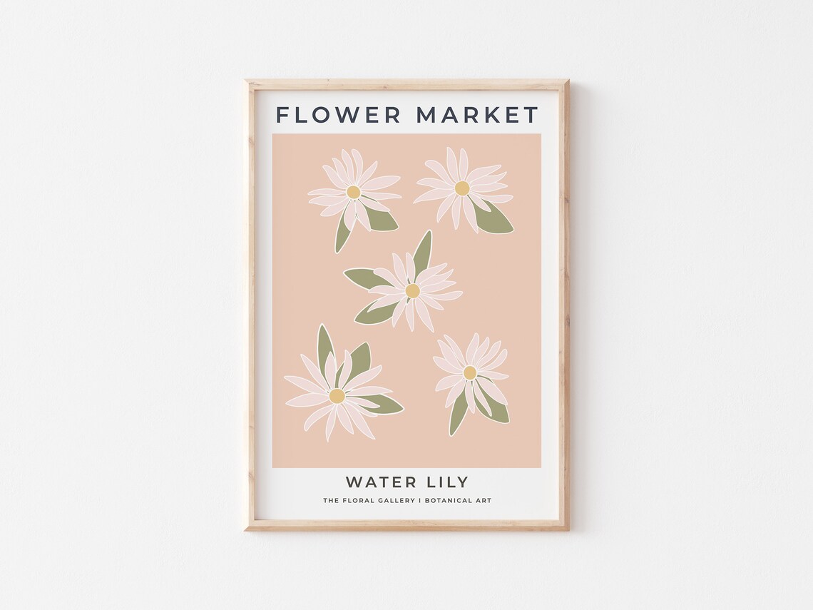 Flower Market Water Lily Blush Botanical Gallery Style Art Print - Image 3