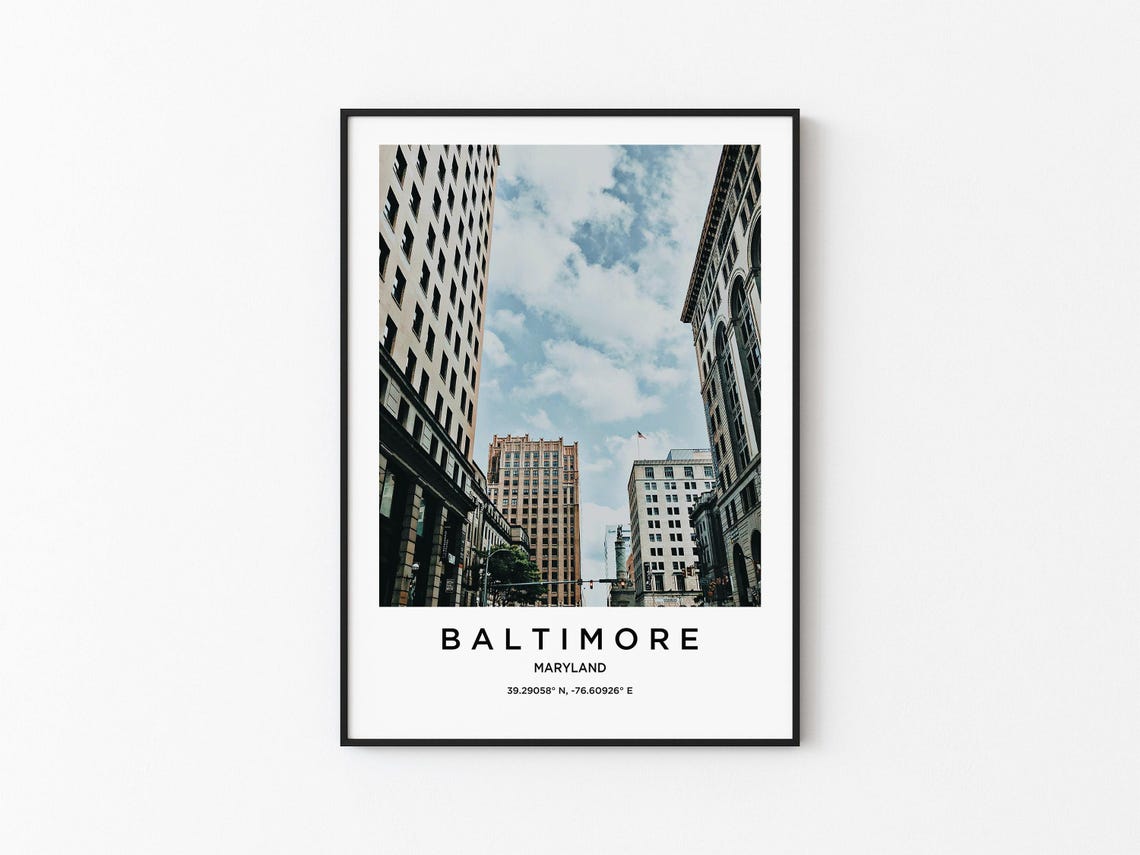 Baltimore Maryland Downtown Historic Street Buildings Poster