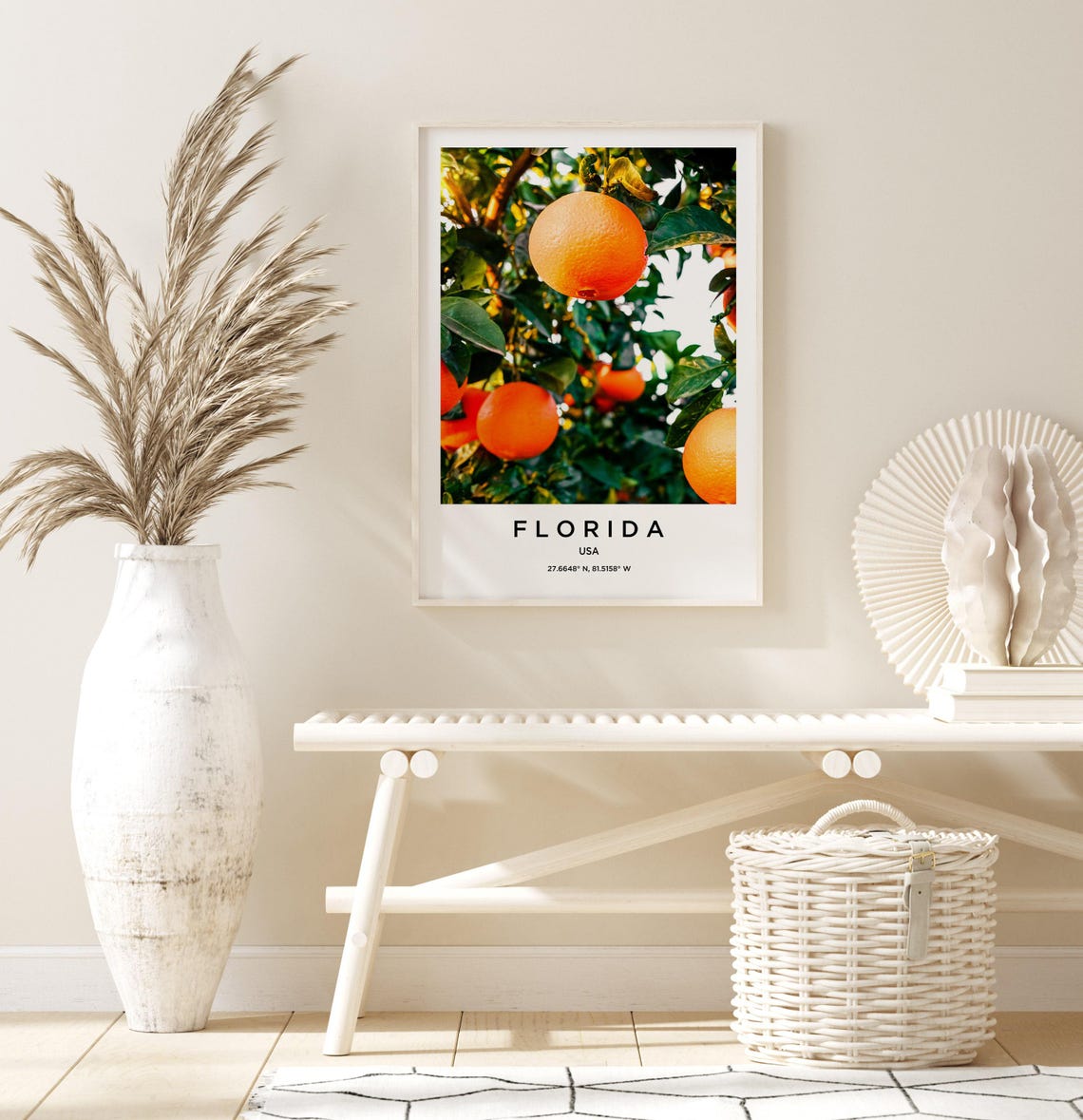 Florida Orange Grove Sunlit Ripe Citrus Fruit Tree Photo Poster - Image 3