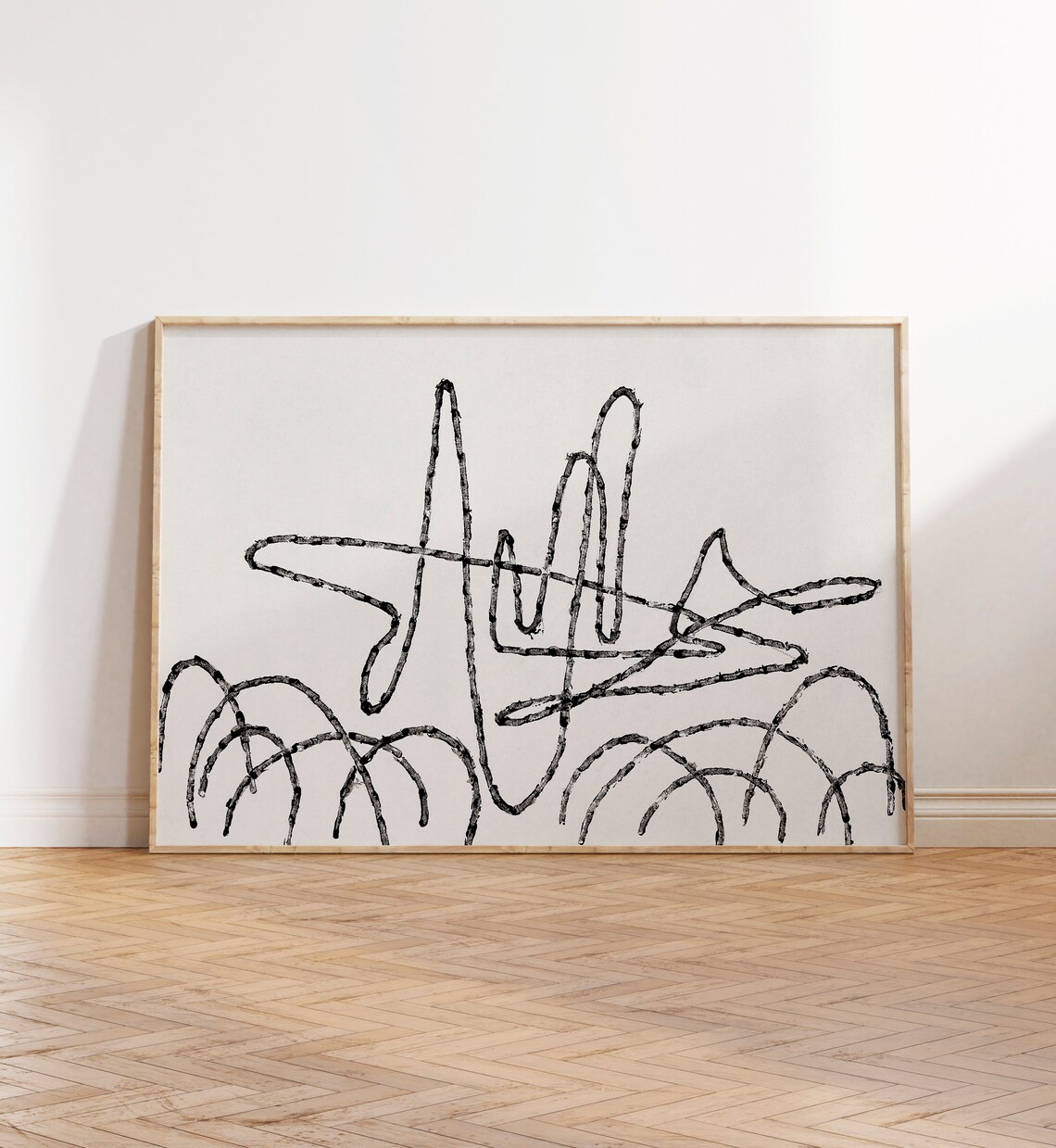 Vintage Black And White Scribble Abstract Art Print - Image 2