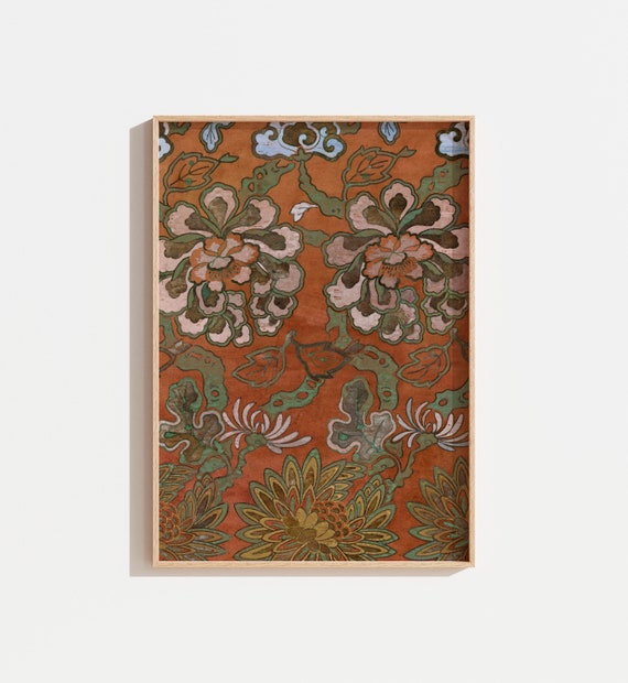 Vintage Floral Pattern Art Print, Warm Tones