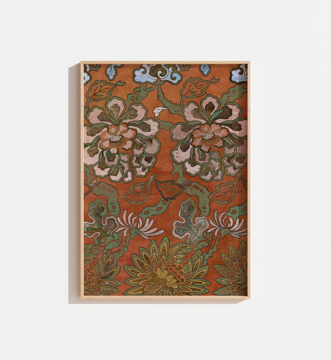 Vintage Floral Pattern Art Print, Warm Tones
