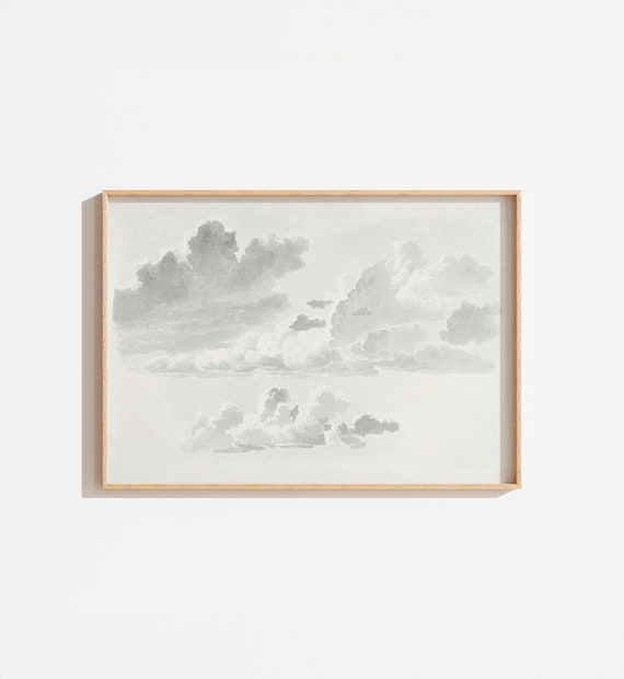 Vintage Cloud Painting, Neutral Landscape Art Print