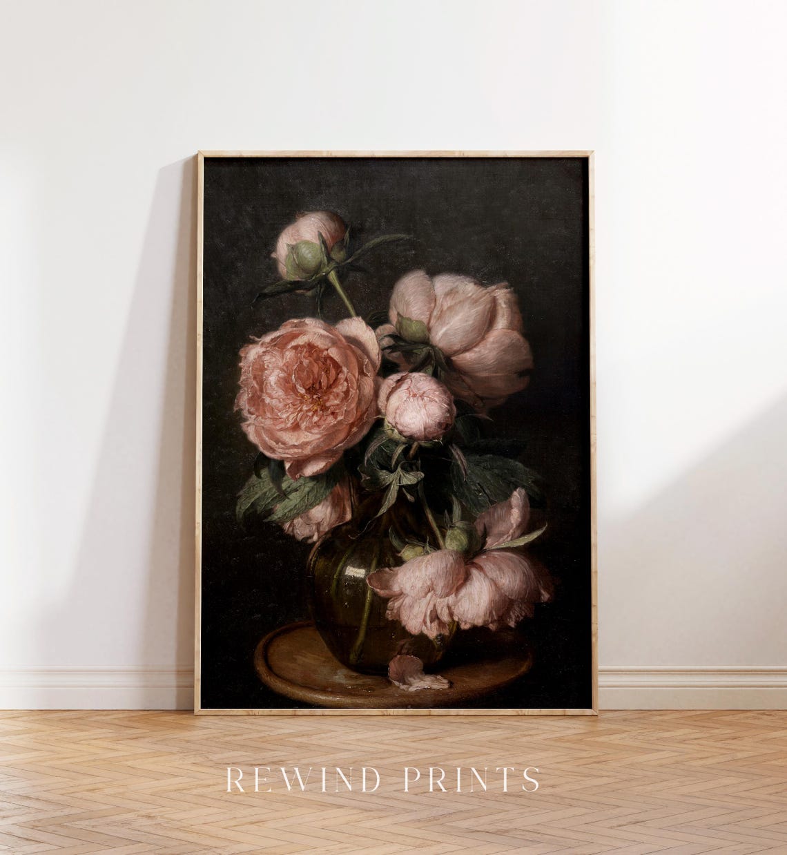 Vintage Floral Still Life Painting Pink Roses Painting Vintage Flower Vase Painting Antique Farmhouse - Image 5