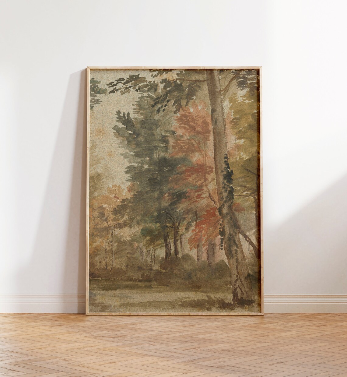 Vintage Tree Landscape Painting, Antique Fall Foliage - Image 5