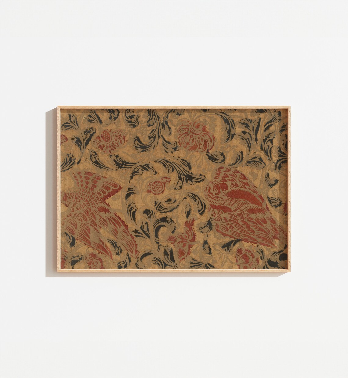 Vintage Ornate Floral Drawing, Antique Fall Tones Art Print