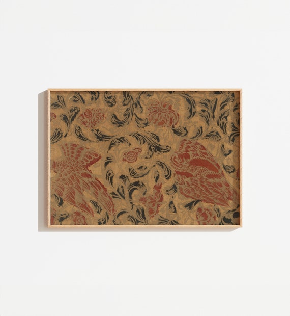 Vintage Ornate Floral Drawing, Antique Fall Tones Art Print