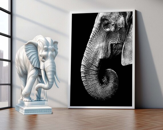 Elegant Elephant Portrait Stunning Black And White Canvas Art For Wildlife Enthusiasts Animal Home Decor Ready To Hang Artwork