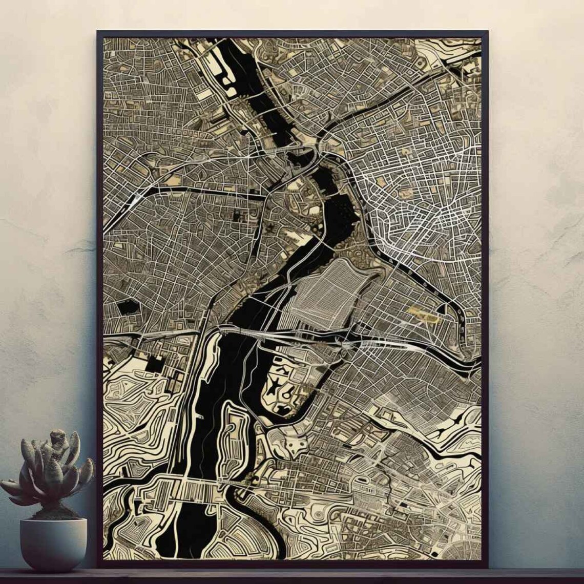 Vintage Rome City Map in Sepia Cartography Art Style Art Poster