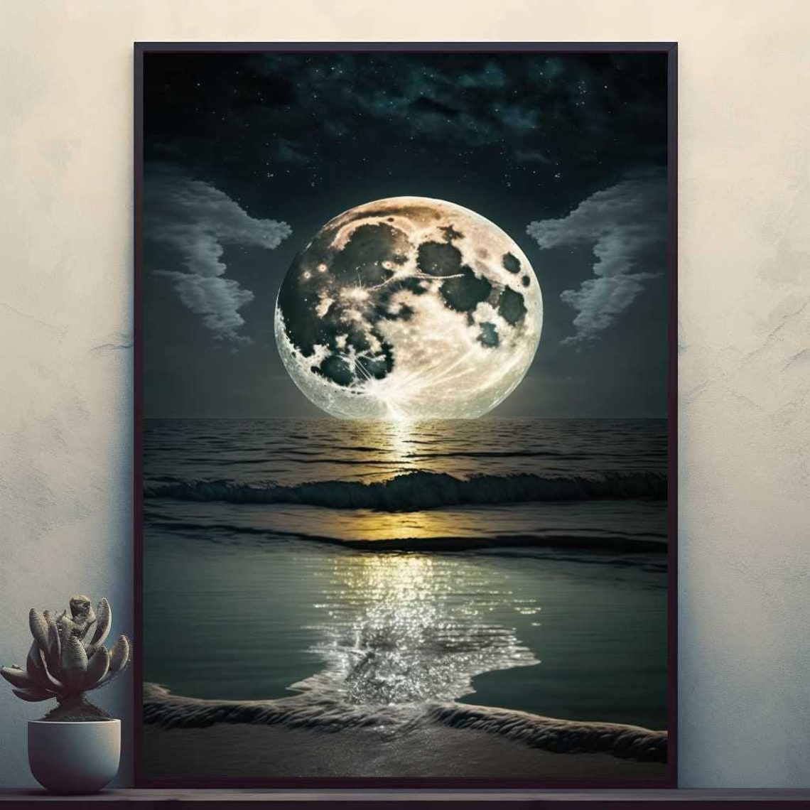 Full Moon Beautiful Nature Posters Prints Wall Art Modern Home Room Bar Decor Painting Unframed