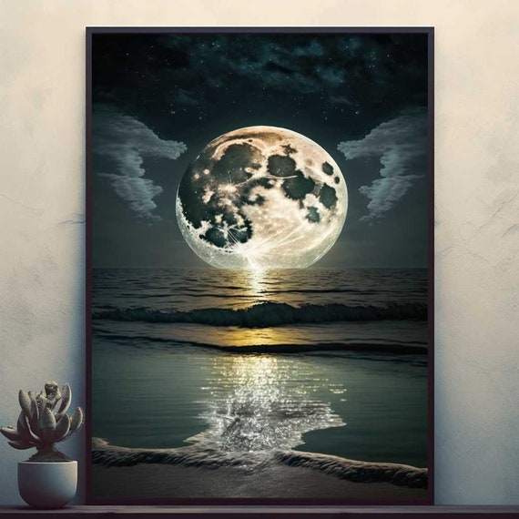 Full Moon Beautiful Nature Posters Prints Wall Art Modern Home Room Bar Decor Painting Unframed