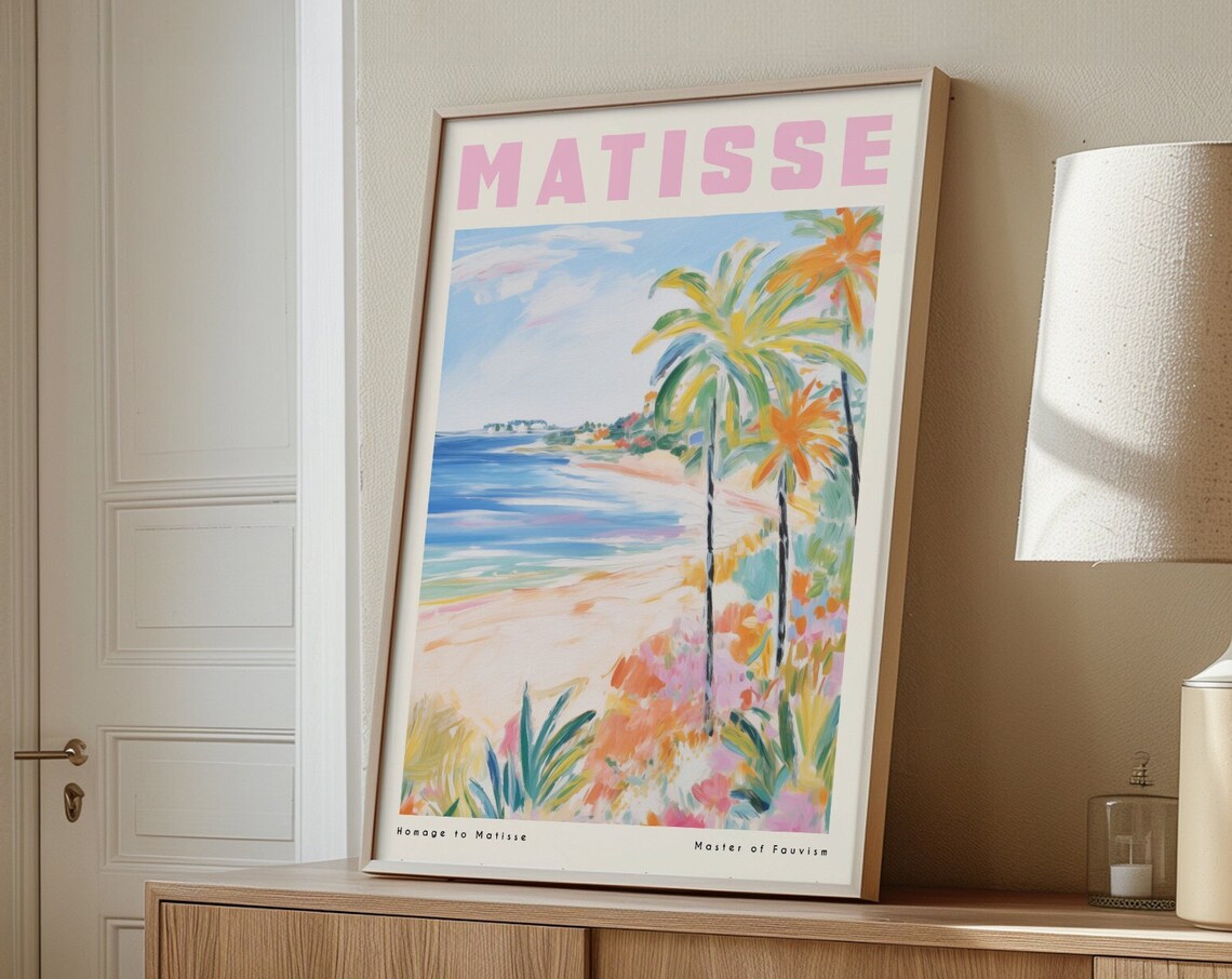 Pastel Matisse Beach Landscape Art Print - Image 2